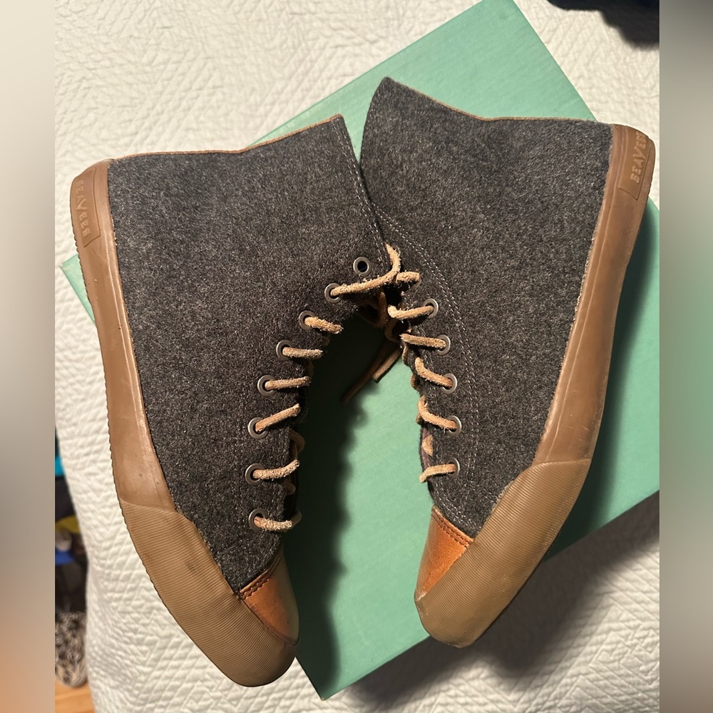 Seavees Army Issue High Shoe In Carbon (Grey) Woo… - image 1